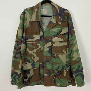 BDU Shirt Retired Woodland Camouflage Cargo Tactical Hunting Military Size Large